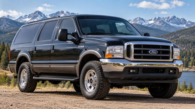 Ford Excursion 2000–2005 SUV parked on a mountain road