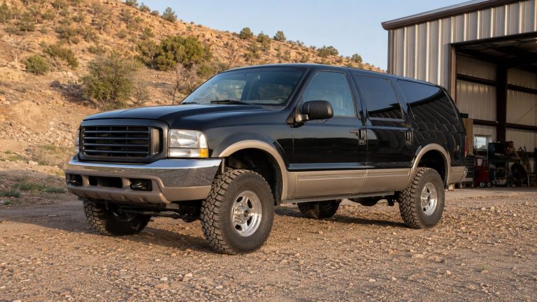 Lifted 2000–2005 Ford Excursion with an aftermarket suspension kit
