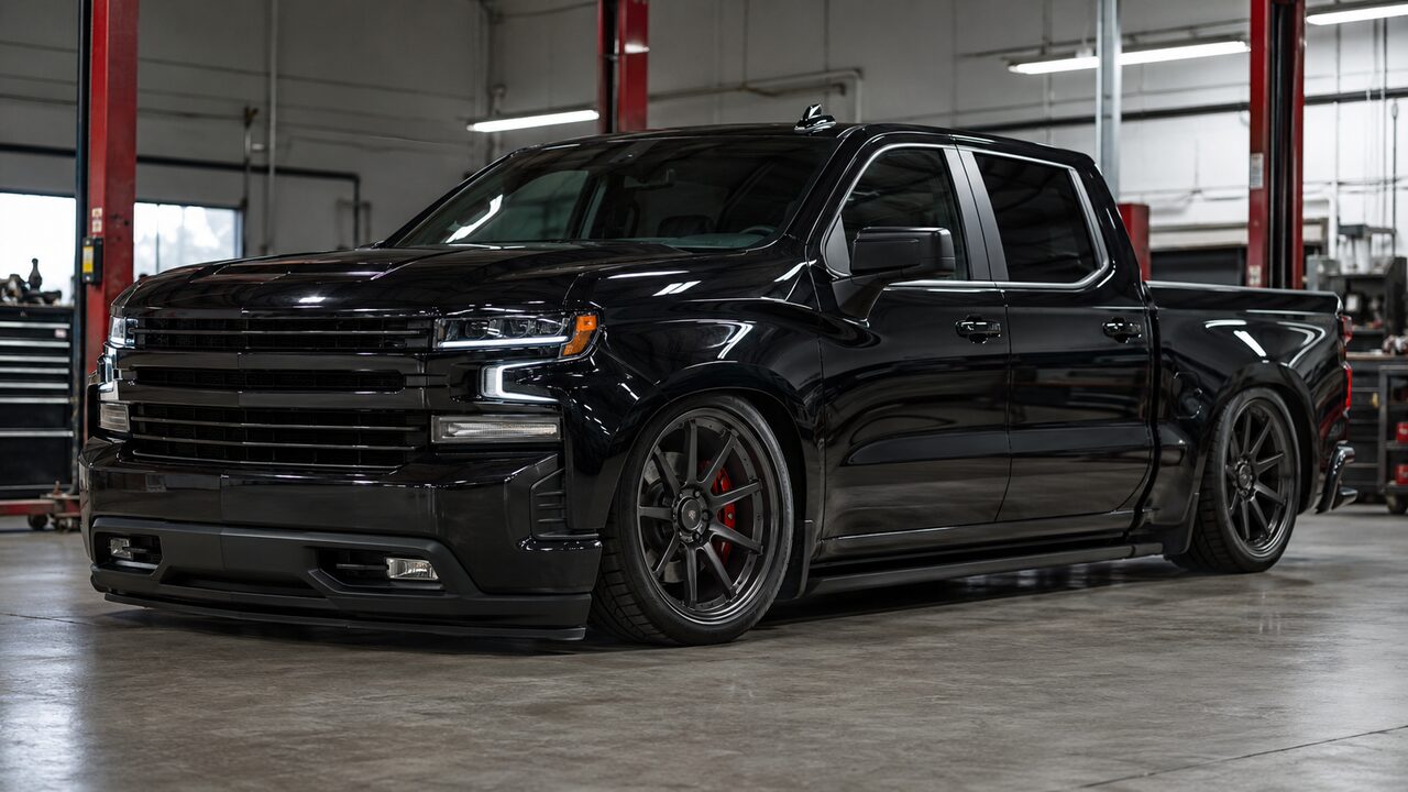 Lowered Silverado 1500 with a full air ride suspension