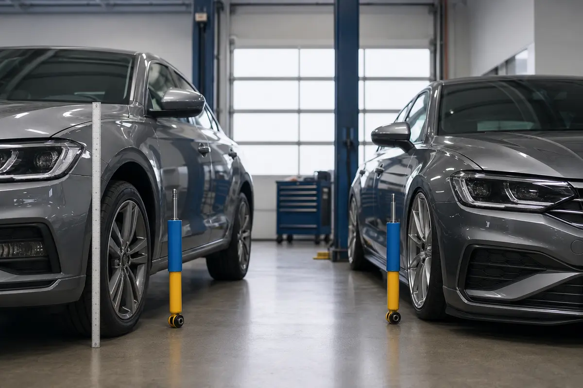 Stock-height and lowered cars requiring different shock fitment