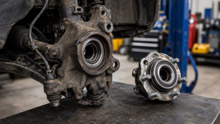 Wheel bearing and hub assembly during suspension repair