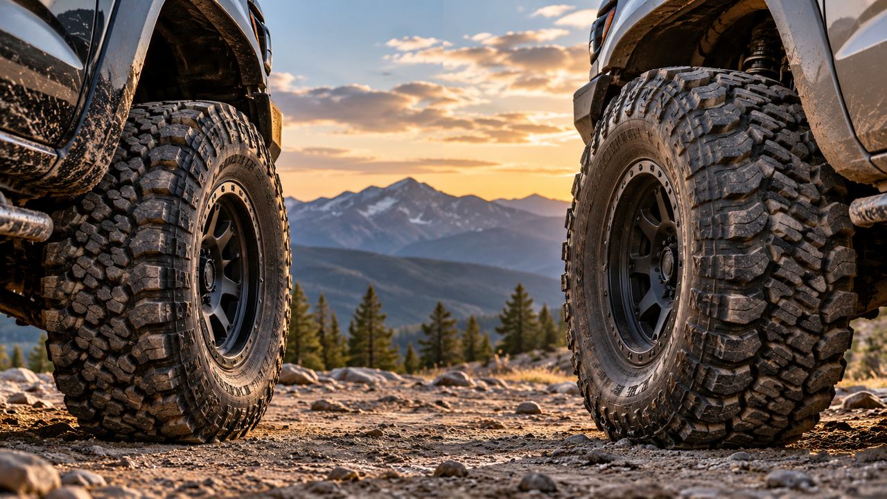 35-inch and 37-inch off-road tires compared side by side