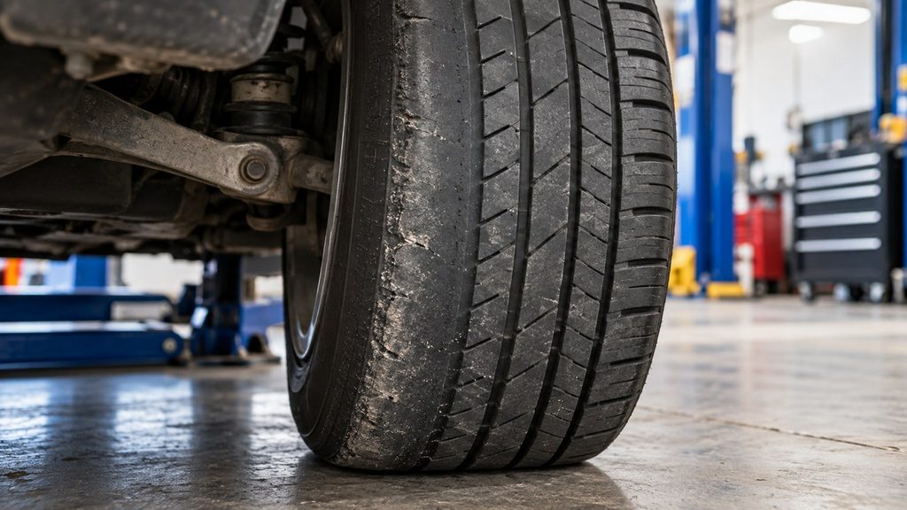 Inner tire shoulder wear associated with excessive negative camber
