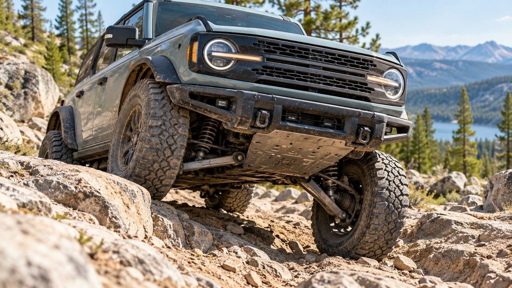 Independent front suspension articulating on an off-road SUV