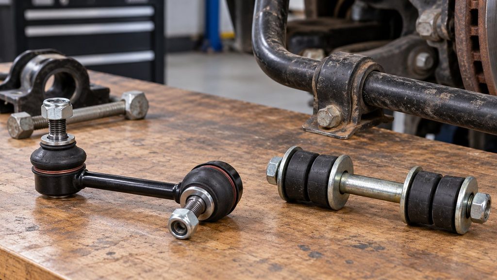 Ball-joint sway bar end link compared with a rubber bushing-style stabilizer link