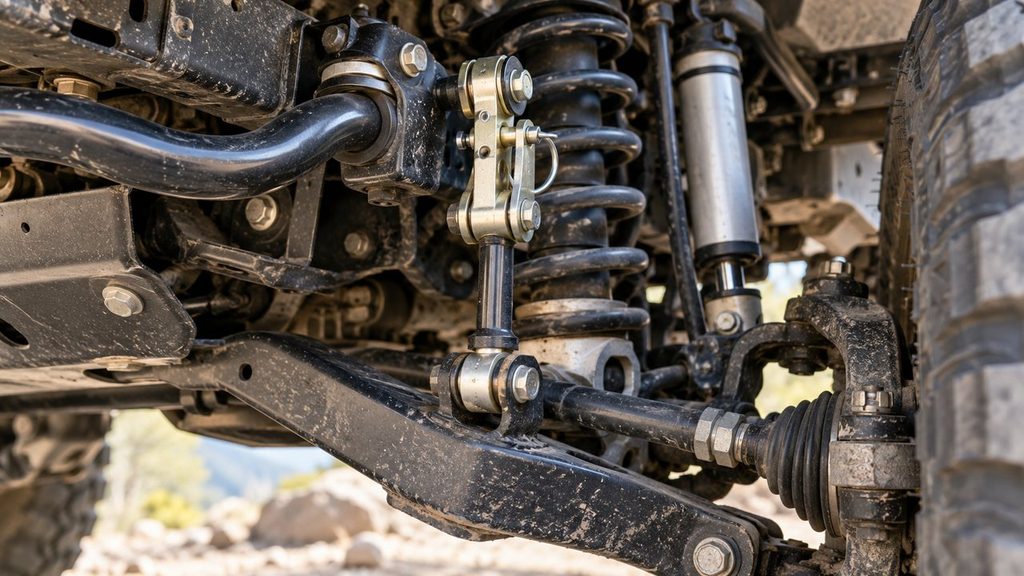 Sway bar quick disconnect link on an off-road suspension