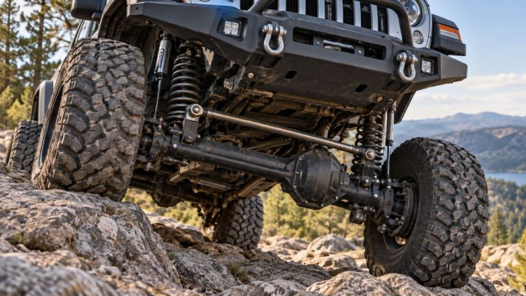 Track bar on a solid front axle off-road suspension